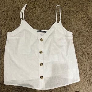 Abercrombie & Fitch linen-blend button down spaghetti strap top